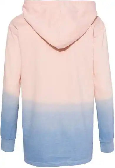 Mv Sport W20185 Women’s French Terry Ombr Hooded Sweatshirt - Cameo Pink Stonewash