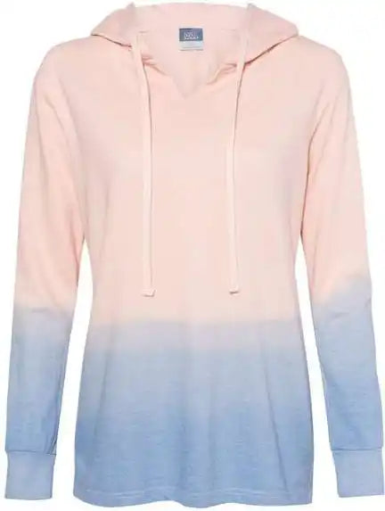 Mv Sport W20185 Women’s French Terry Ombr Hooded Sweatshirt - Cameo Pink Stonewash