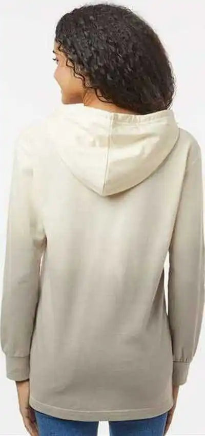 Mv Sport W20185 Women’s French Terry Ombr Hooded Sweatshirt Ecru Atmosphere