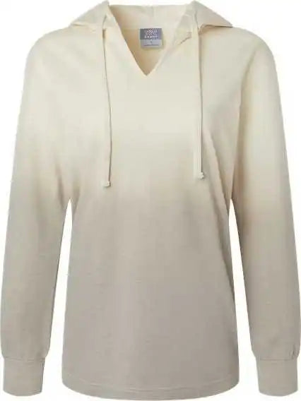 Mv Sport W20185 Women’s French Terry Ombr Hooded Sweatshirt - Ecru Atmosphere
