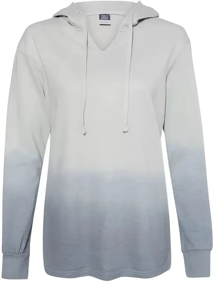 Mv Sport W20185 Women’s French Terry Ombr Hooded Sweatshirt Greyscale