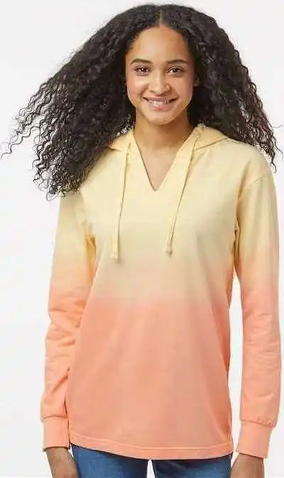 Mv Sport W20185 Women’s French Terry Ombr Hooded Sweatshirt Sunray Creamsicle