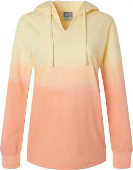 Mv Sport W20185 Women’s French Terry Ombr Hooded Sweatshirt Sunray Creamsicle