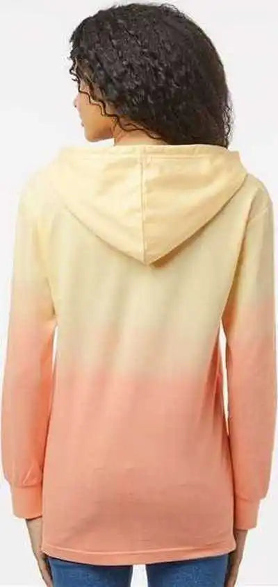 Mv Sport W20185 Women’s French Terry Ombr Hooded Sweatshirt Sunray Creamsicle