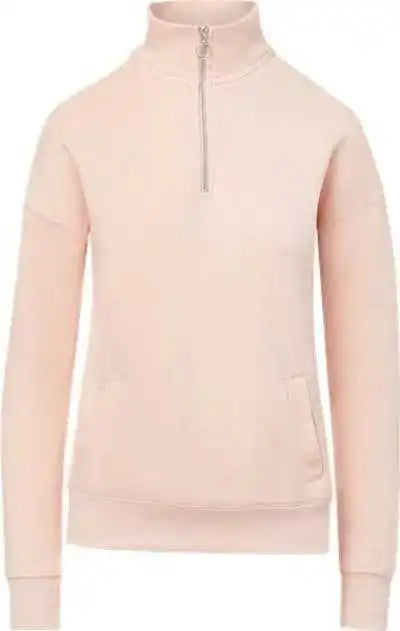 Mv Sport W20189 Women’s Cloud Fleece Quarter Zip Sweatshirt Cameo Pink