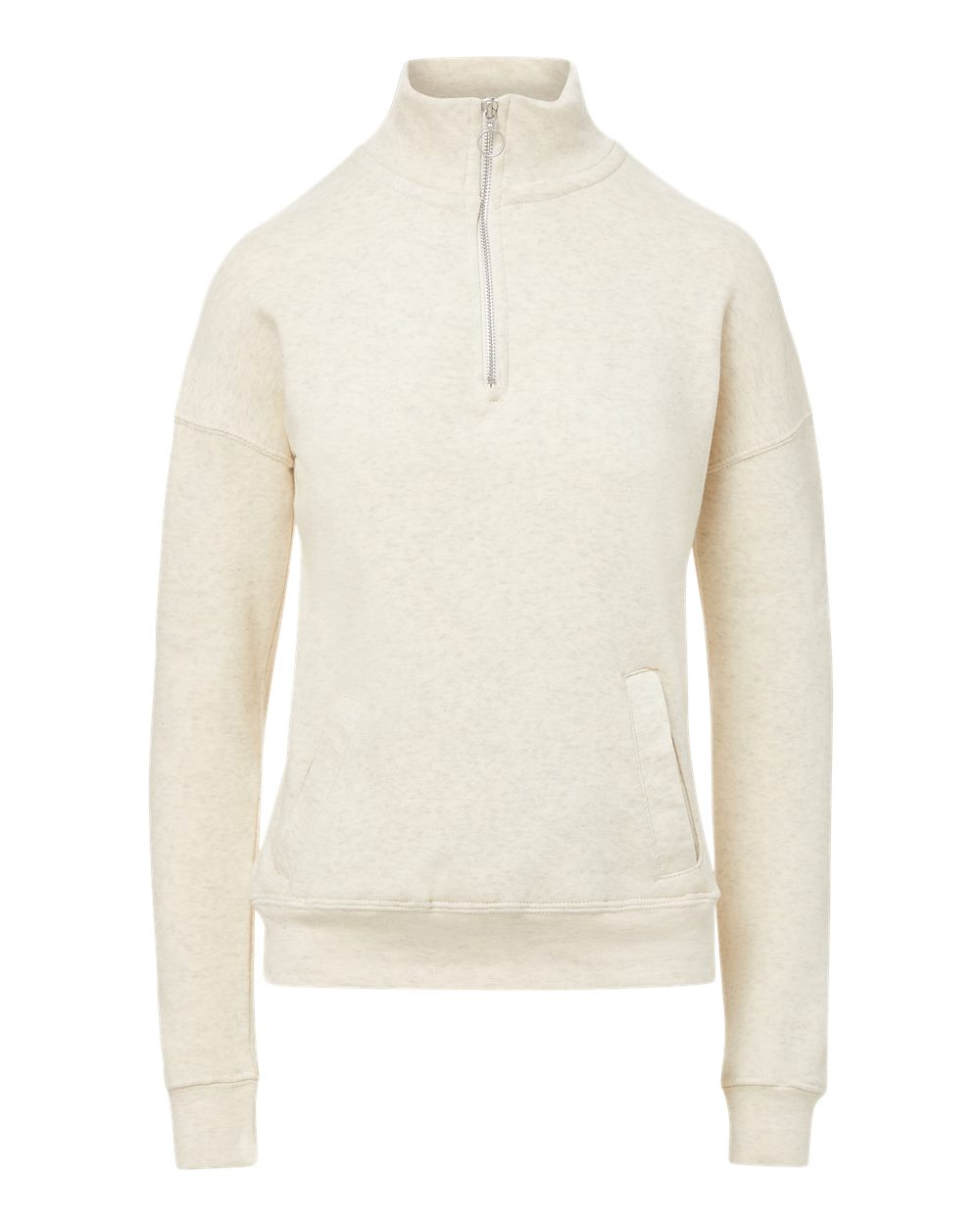Mv Sport W20189 Women’s Cloud Fleece Quarter-zip Sweatshirt - Oatmeal