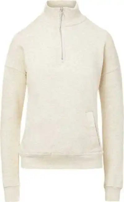 Mv Sport W20189 Women’s Cloud Fleece Quarter Zip Sweatshirt Oatmeal