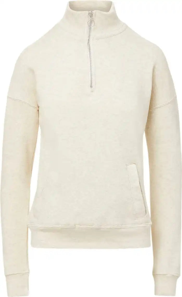 Mv Sport W20189 Women’s Cloud Fleece Quarter-zip Sweatshirt - Oatmeal - s