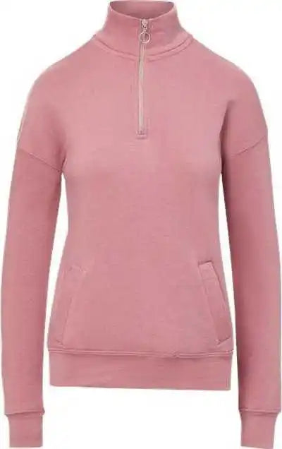 Mv Sport W20189 Women’s Cloud Fleece Quarter Zip Sweatshirt Orchid Ice