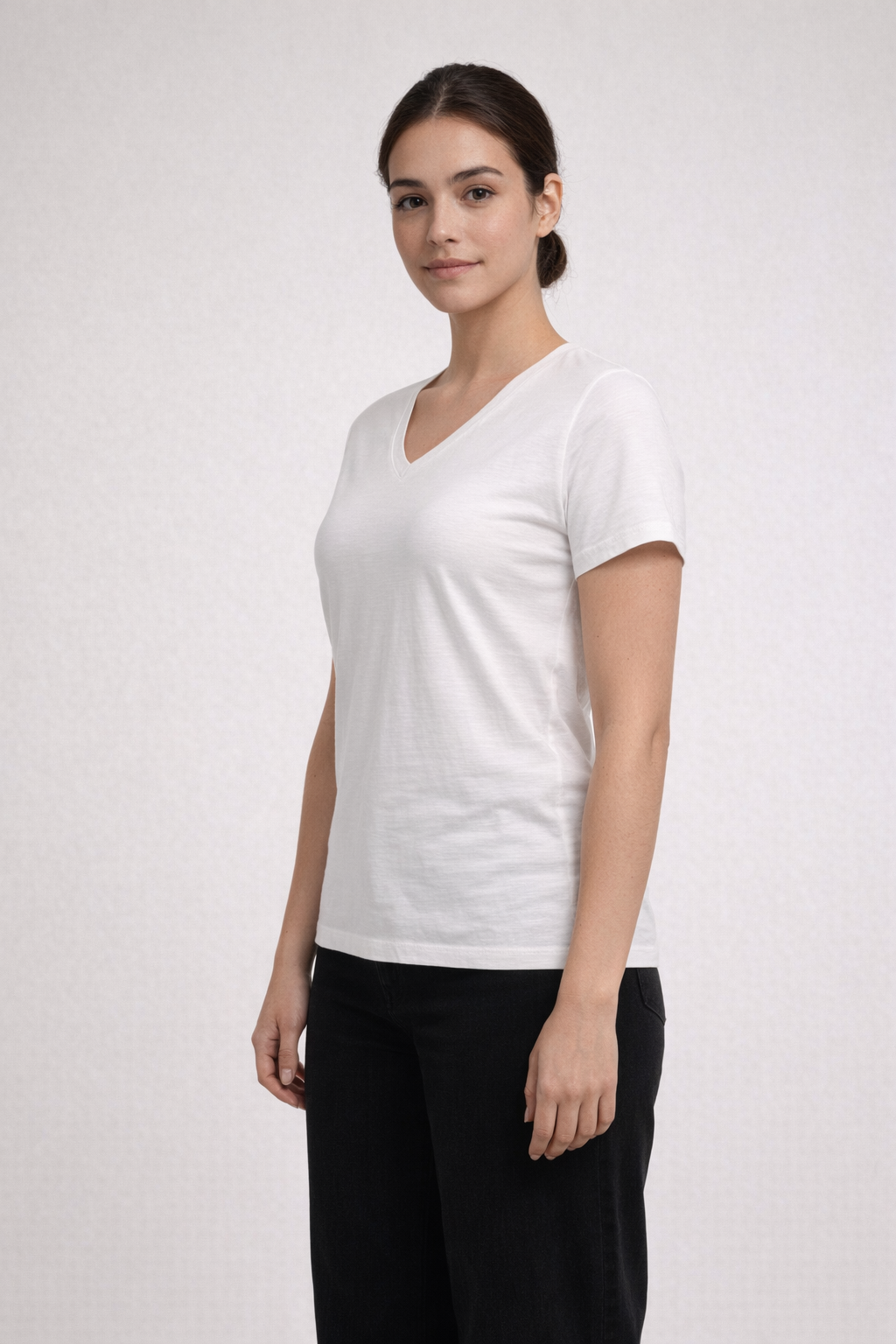 Mv Sport W20470 Vera Ringspun Slub V-neck Tee - Dove Gray