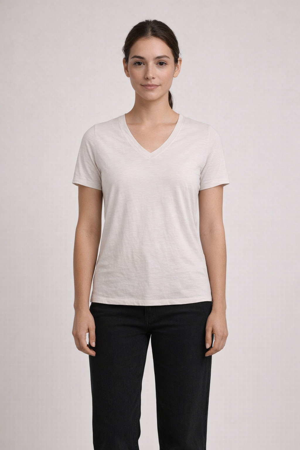 Mv Sport W20470 Vera Ringspun Slub V-neck Tee - Dove Gray