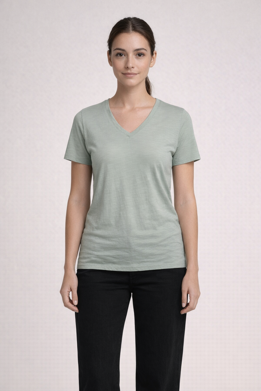 Mv Sport W20470 Vera Ringspun Slub V-neck Tee - Greenstone