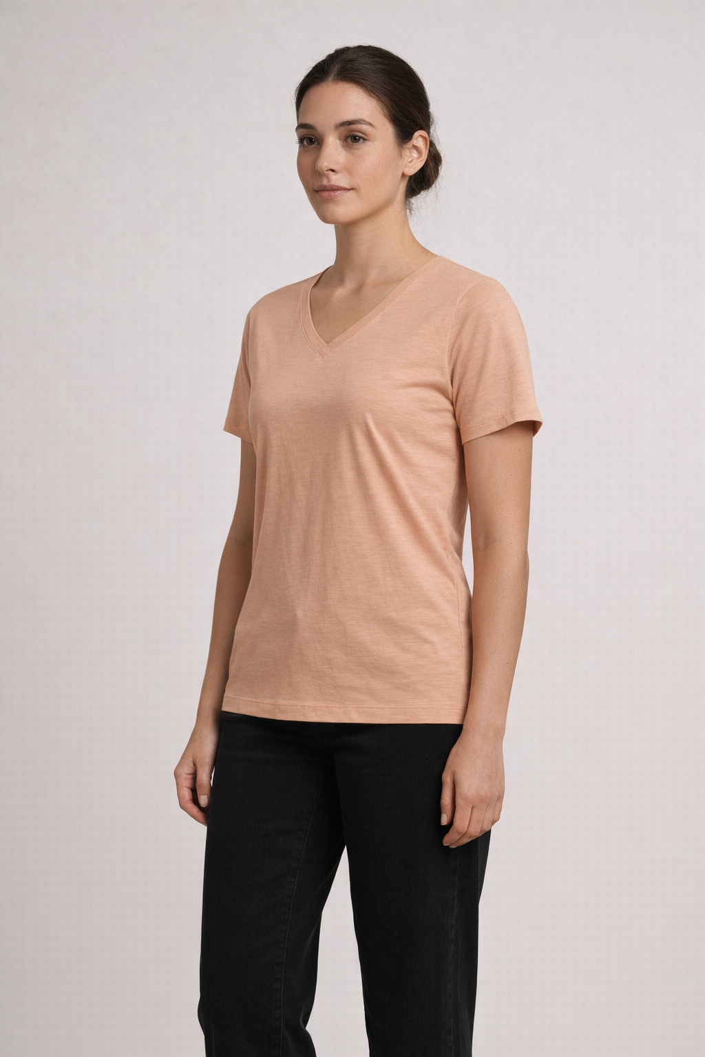 Mv Sport W20470 Vera Ringspun Slub V-neck Tee - Praline