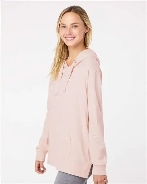 Mv Sport W21404 Women’s Sueded Jersey Hooded Sweatshirt - Cameo Pink