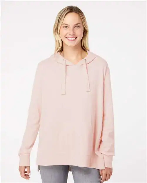 Mv Sport W21404 Women’s Sueded Jersey Hooded Sweatshirt - Cameo Pink