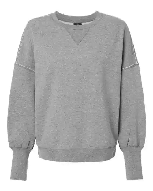 Mv Sport W22712 Women’s Sueded Fleece Crewneck Sweatshirt Charcoal
