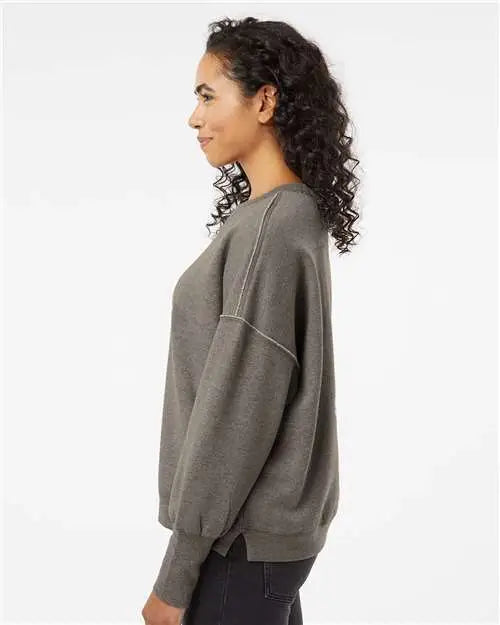 Mv Sport W22712 Women’s Sueded Fleece Crewneck Sweatshirt - Charcoal