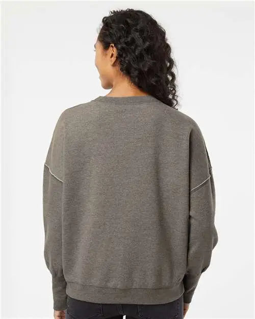 Mv Sport W22712 Women’s Sueded Fleece Crewneck Sweatshirt - Charcoal