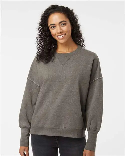Mv Sport W22712 Women’s Sueded Fleece Crewneck Sweatshirt - Charcoal