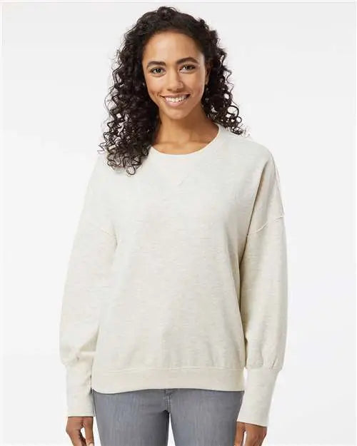 Mv Sport W22712 Women’s Sueded Fleece Crewneck Sweatshirt - Oatmeal