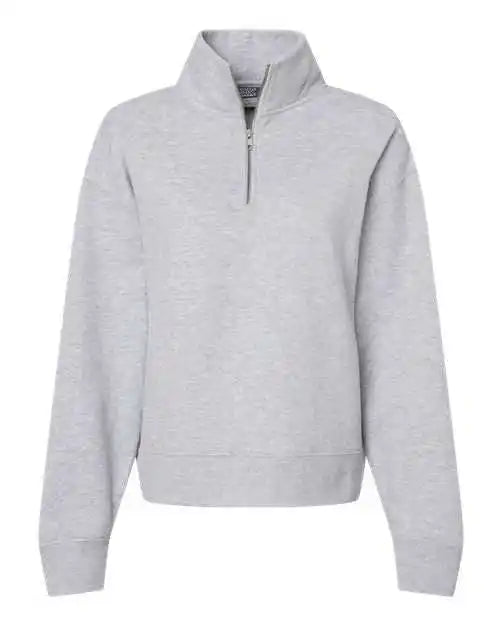 Mv Sport W22713 Women’s Sueded Fleece Quarter Zip Sweatshirt Heather Grey