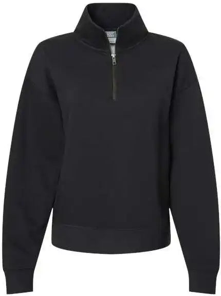 Mv Sport W22713 Women’s Sueded Fleece Quarter Zip Sweatshirt Black