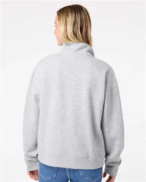 Mv Sport W22713 Women’s Sueded Fleece Quarter-zip Sweatshirt - Heather Grey