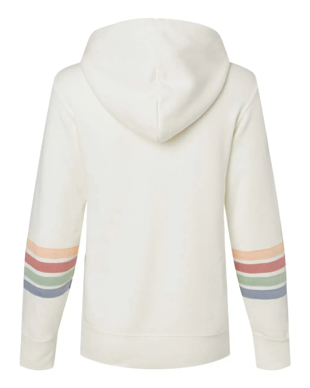 Mv Sport W22732 Women’s Striped Sleeves Full-zip Hooded Sweatshirt - Ivory