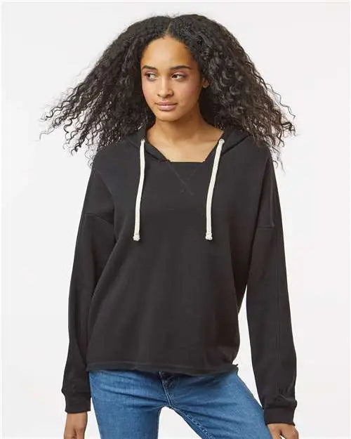 Mv Sport W23101 Women’s Angel Fleece Crop Hooded Sweatshirt - Black