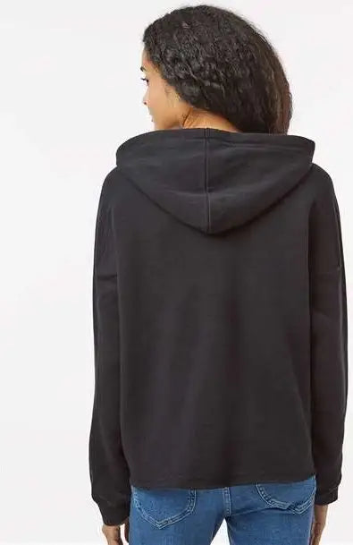 Mv Sport W23101 Women’s Angel Fleece Crop Hooded Sweatshirt - Black