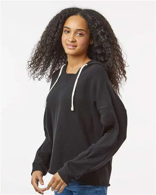 Mv Sport W23101 Women’s Angel Fleece Crop Hooded Sweatshirt - Black