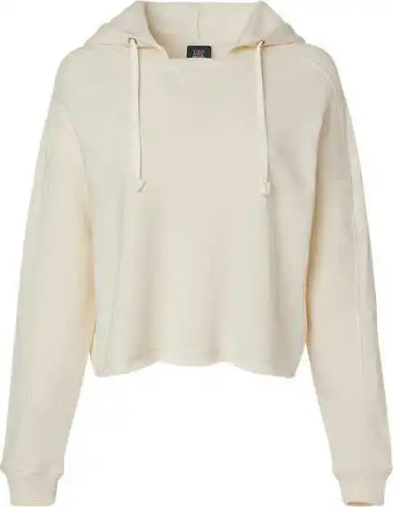 Mv Sport W23101 Women’s Angel Fleece Crop Hooded Sweatshirt - Ecru