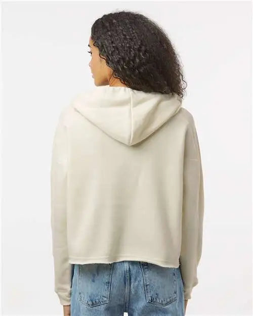 Mv Sport W23101 Women’s Angel Fleece Crop Hooded Sweatshirt - Ecru