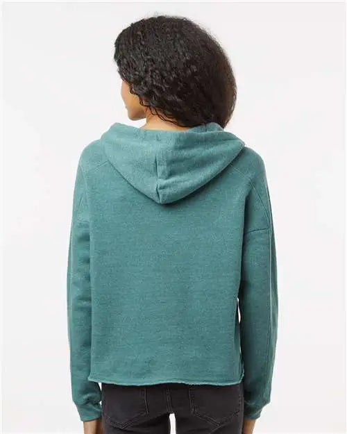 Mv Sport W23101 Women’s Angel Fleece Crop Hooded Sweatshirt - Mallard Green