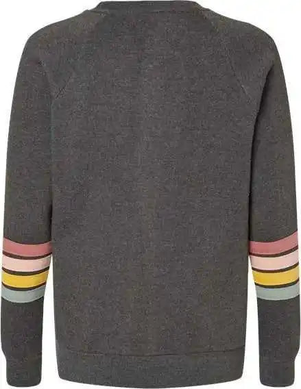 Mv Sport W23152 Women’s Striped Sleeves Crewneck Sweatshirt Charcoal