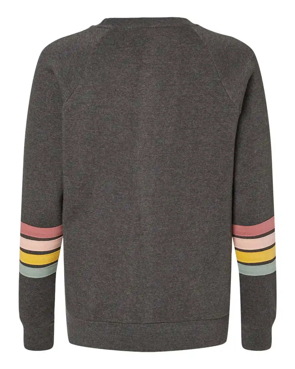 Mv Sport W23152 Women’s Striped Sleeves Crewneck Sweatshirt - Charcoal - s