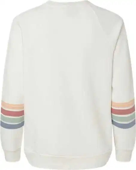 Mv Sport W23152 Women’s Striped Sleeves Crewneck Sweatshirt Ivory