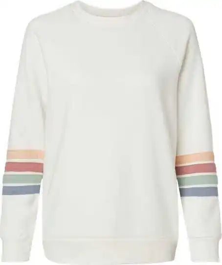 Mv Sport W23152 Women’s Striped Sleeves Crewneck Sweatshirt Ivory