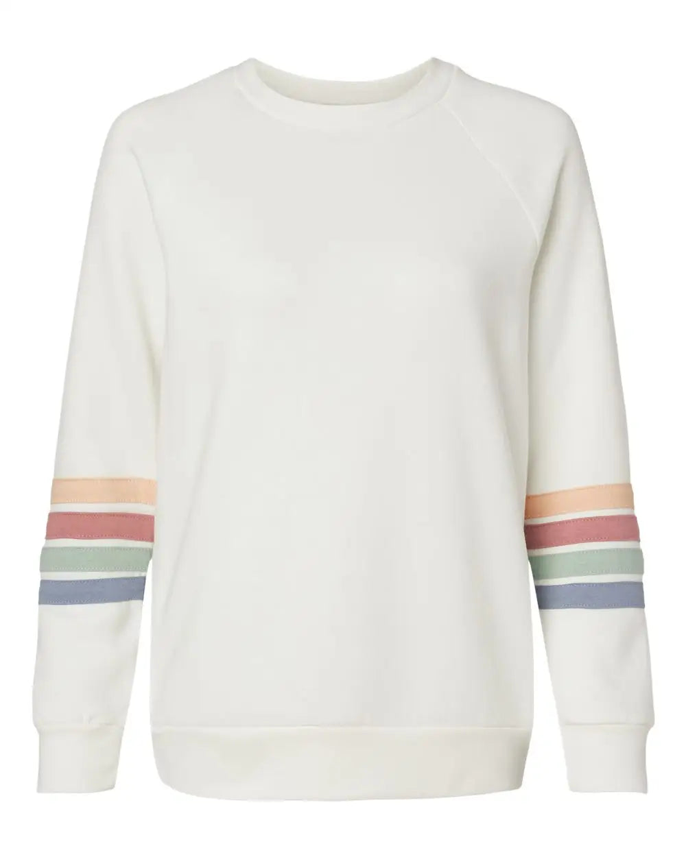 Mv Sport W23152 Women’s Striped Sleeves Crewneck Sweatshirt - Ivory