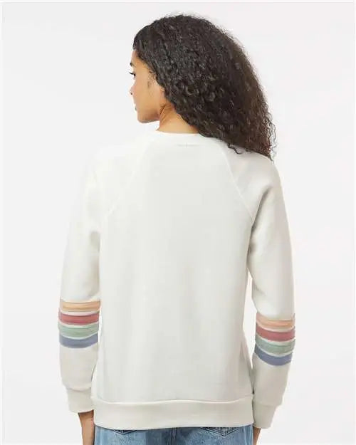 Mv Sport W23152 Women’s Striped Sleeves Crewneck Sweatshirt - Ivory