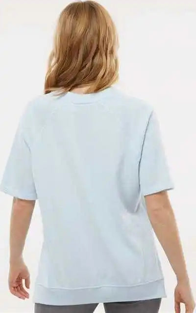 Mv Sport W23711 Women’s French Terry Short Sleeve Crewneck Pullover Arctic Blue