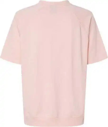 Mv Sport W23711 Women’s French Terry Short Sleeve Crewneck Pullover - Cameo Pink