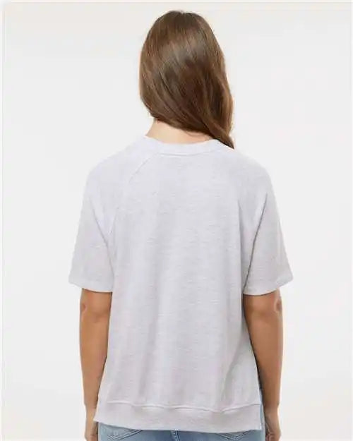 Mv Sport W23711 Women’s French Terry Short Sleeve Crewneck Pullover - Ash