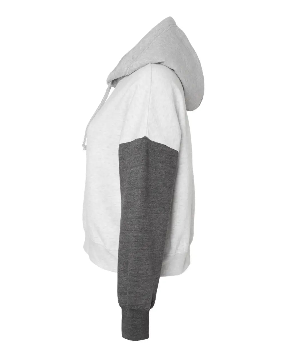 Mv Sport W23716 Women’s Sueded Fleece Colorblocked Crop Hooded Sweatshirt - Charcoal