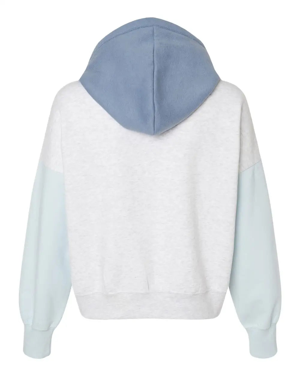 Mv Sport W23716 Women’s Sueded Fleece Colorblocked Crop Hooded Sweatshirt - Arctic Blue - s