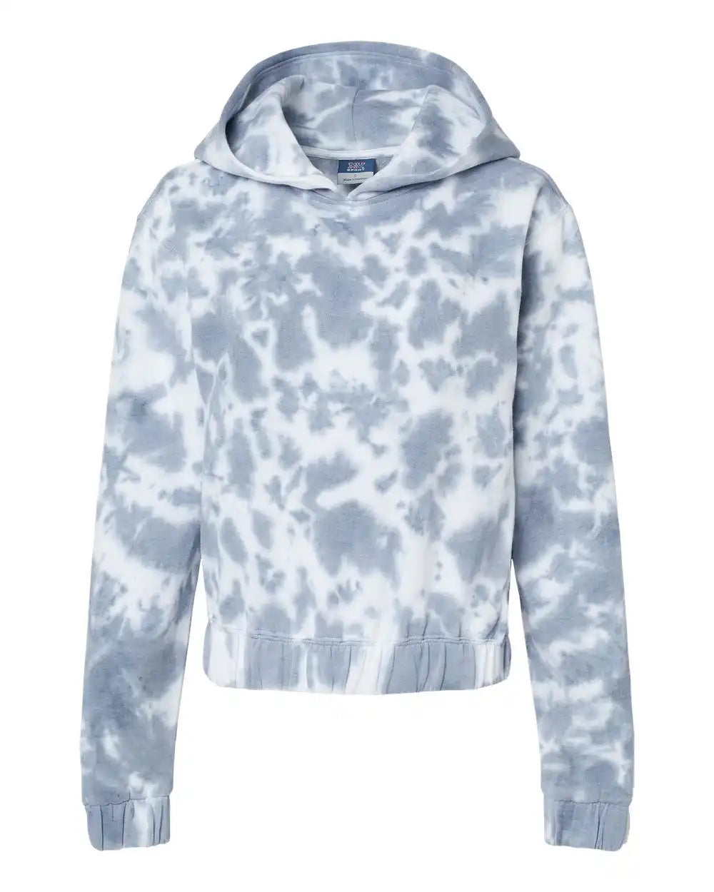 Mv Sport W23718 Women’s Sueded Fleece Tie-dyed Crop Hooded Sweatshirt - Stonewash - s