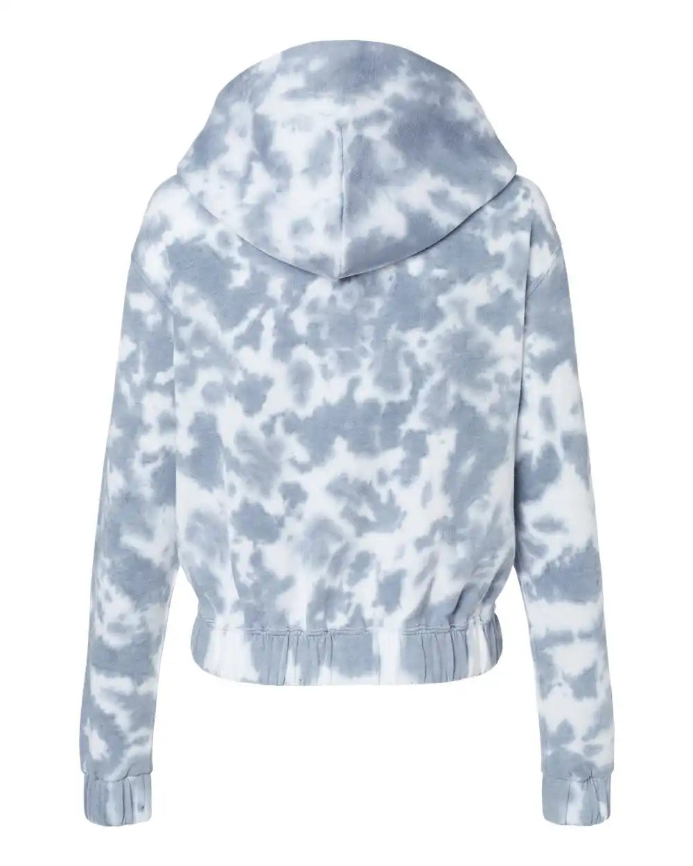Mv Sport W23718 Women’s Sueded Fleece Tie-dyed Crop Hooded Sweatshirt - Stonewash