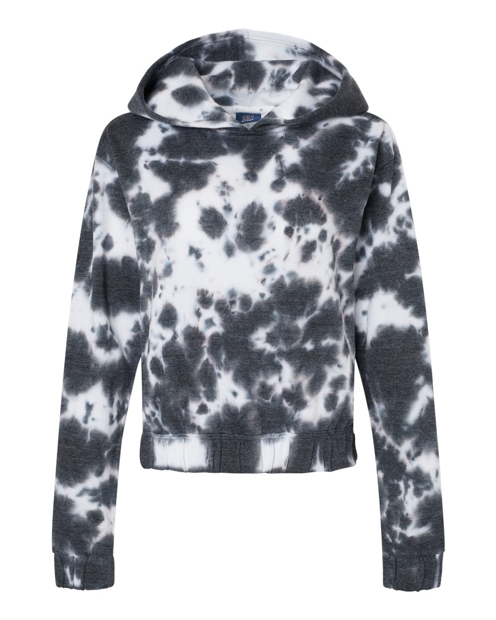 Mv Sport W23718 Women’s Sueded Fleece Tie-dyed Crop Hooded Sweatshirt - Charcoal