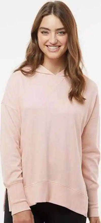 Mv Sport W23720 Women’s French Terry Hooded Sweatshirt - Cameo Pink