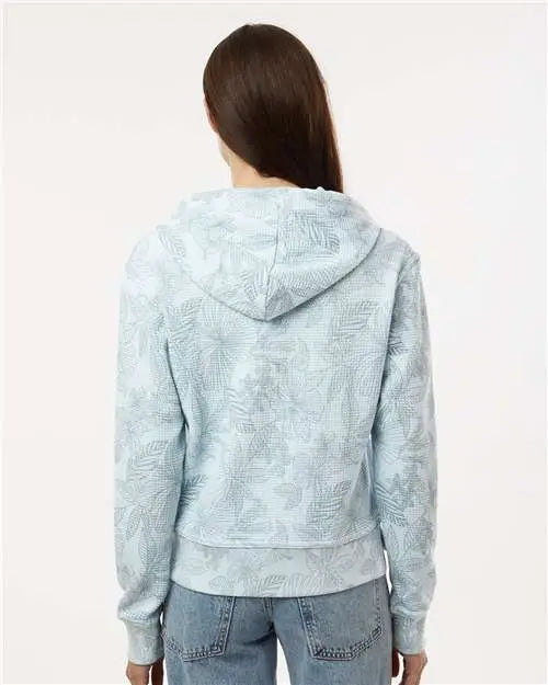 Mv Sport W24105 Women’s Maddie Floral Print Hooded Sweatshirt - Arctic Blue